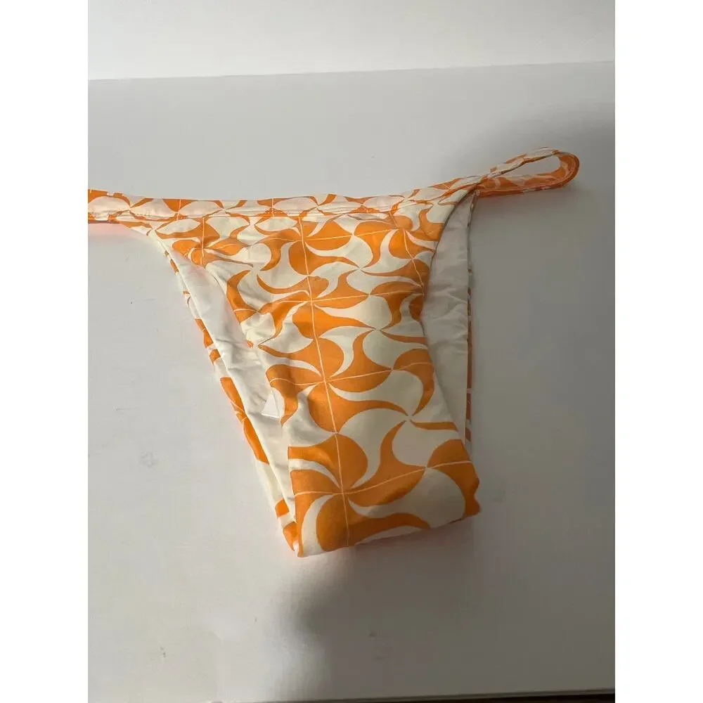 NWT L*Space Women's Swimwear Camdyn Bikini Bottom Bitsy Cut Orange Cream Size M